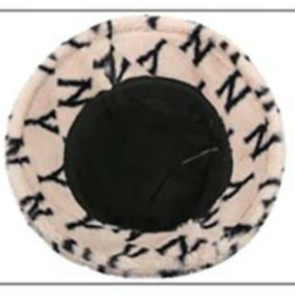 NY Patterned Beige Faux Fur Bucket Hat NWT - Picture 5 of 7